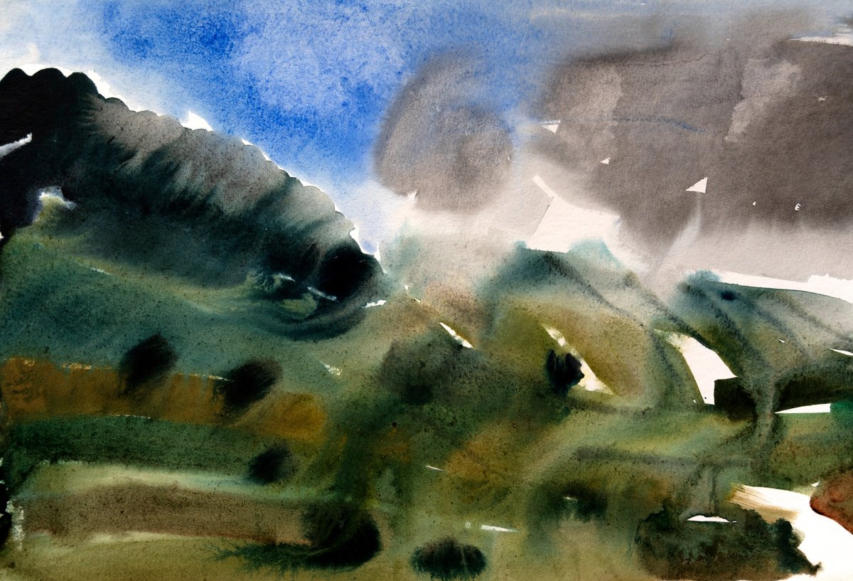 Impressionistic Watercolour , Passing Shower By Elizabeth Anne Fox, 24 X 16, Artwork For Sale On Artfinder