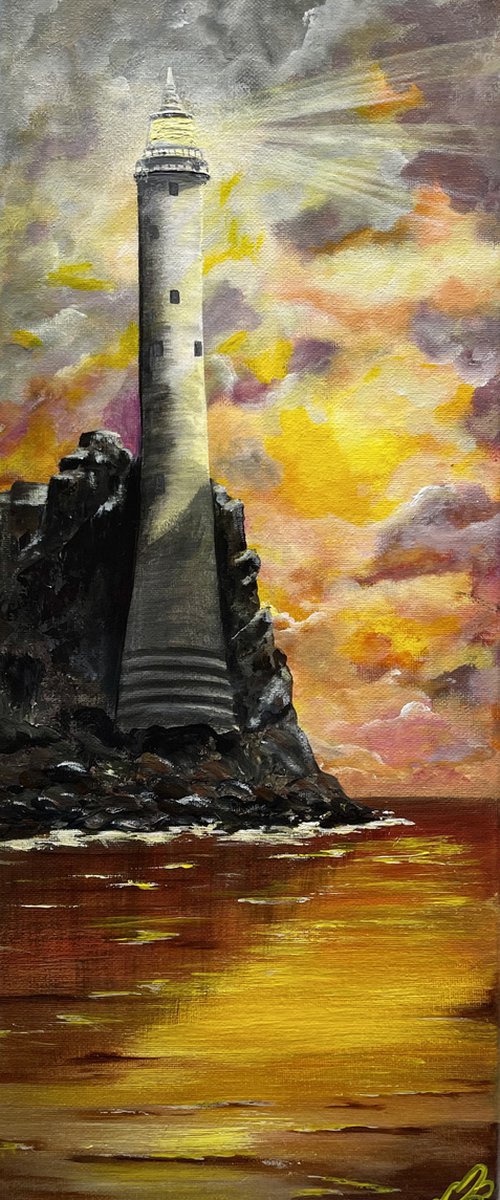 Fastnet Lighthouse at Sunset by Marja Brown
