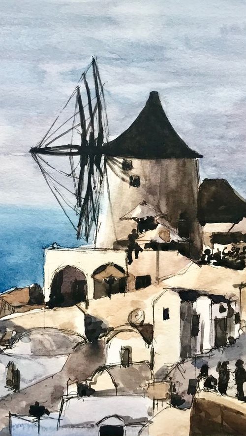 Santorini Village at dusk by Joseph Peter D'silva