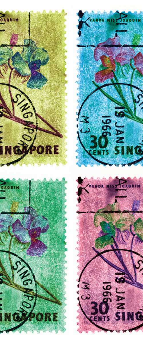 Heidler & Heeps Singapore Stamp Collection '30 Cents Singapore Orchid (Multi-Colour Mosaic) I' by Richard Heeps