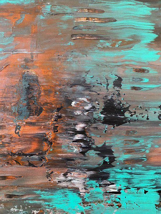 "Trip The Light Fantastic" - Original PMS Large Abstract Acrylic Painting On Canvas - 40" x 16"