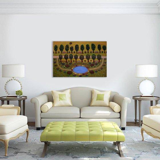 SEPTEMBER (Modern Contemporary Fine Arts Impressionistic Expressive Landscape Oil Painting LARGE SIZE URBAN ART OFFICE ART DECOR HOME DECOR GIFT IDEA)