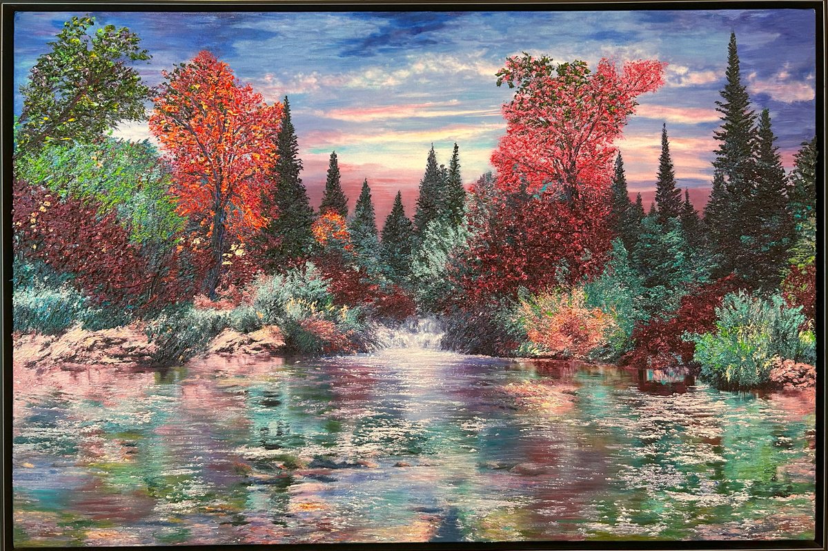 Abstract Landscape Oil Painting By Kenneth Halvorsen, 62 X 42", Maple Creek, Original Artwork