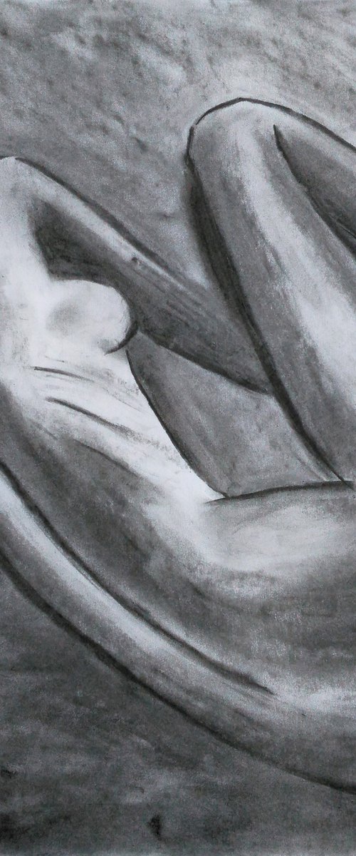 Woman Nude original charcoal artwork by Halyna Kirichenko