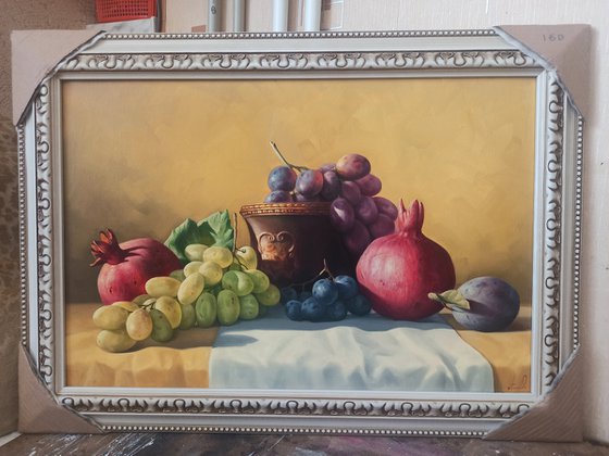 Still life with colorful fruits-2 (40x60cm, oil painting, ready to hang)