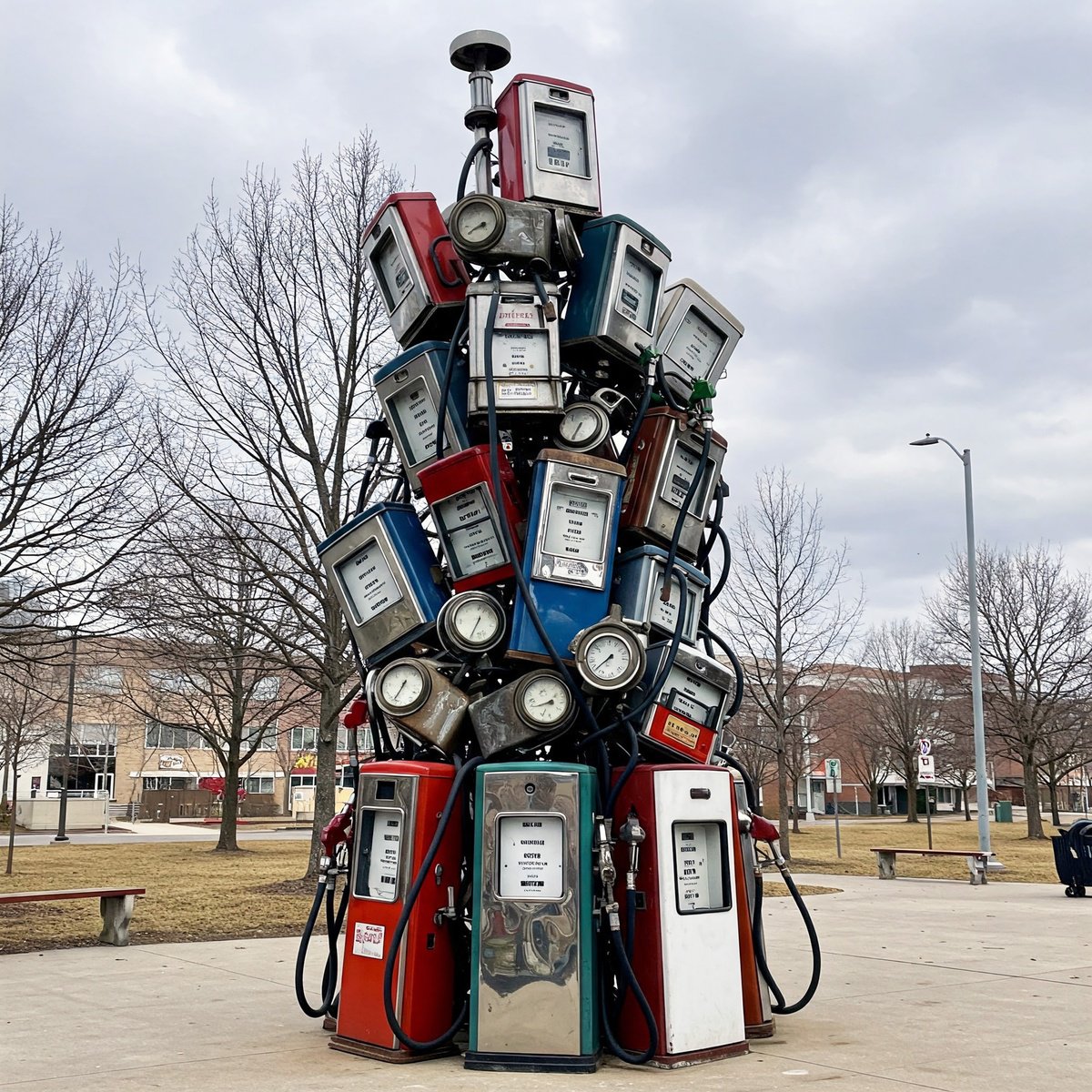 Urban And Pop Cityscapes Giclee Print By Alessandro Butera, 39 X 39, 2070 Once We Ate Gasoline, Original Artwork