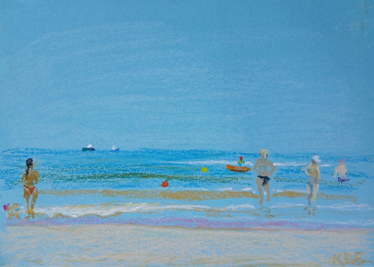 Impressionistic Landscape Pastel Drawing By Vasyl Koval, 16 X 12", Baltic Sea, Original Artwork