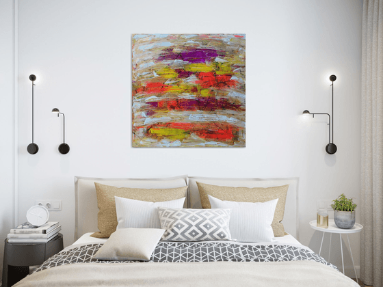 "Hot For Teacher" - FREE USA SHIPPING - Original PMS Abstract Acrylic Painting On Canvas - 30" x 30"