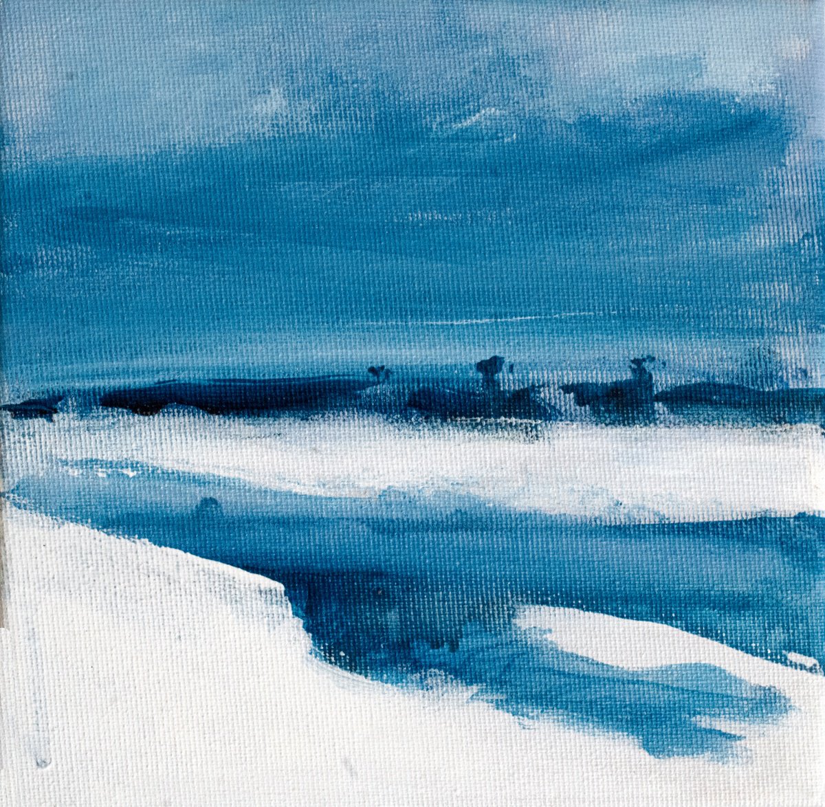 Organic Landscape Acrylic Painting By Cristian Valentich, 8 X 8, Winter Days, Original Artwork
