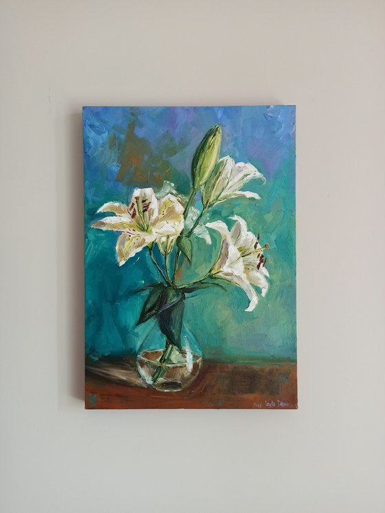 White lilies, Lily bouquet still life