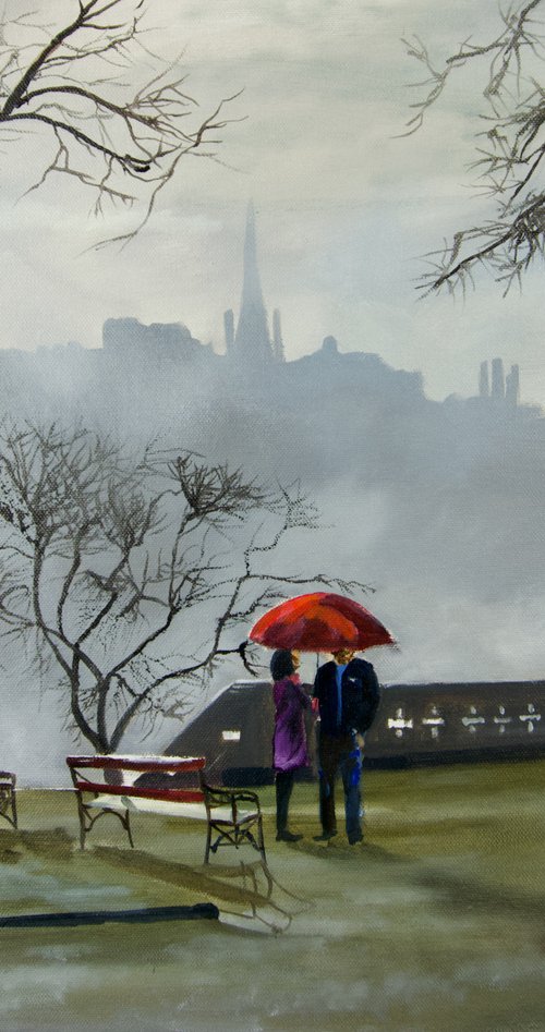 Edinburgh Rain oil painting by Gordon Bruce