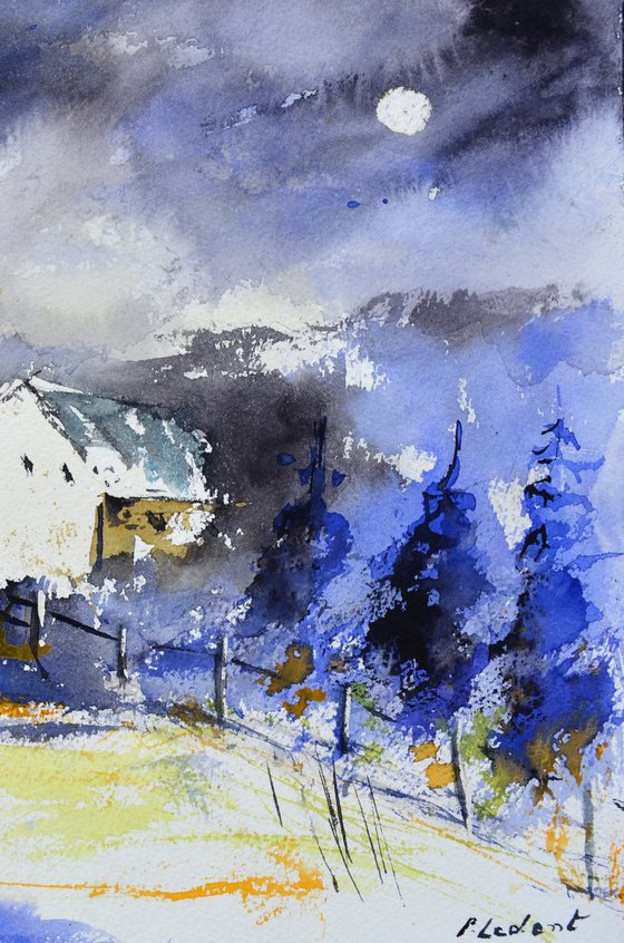the moon watches watercolor