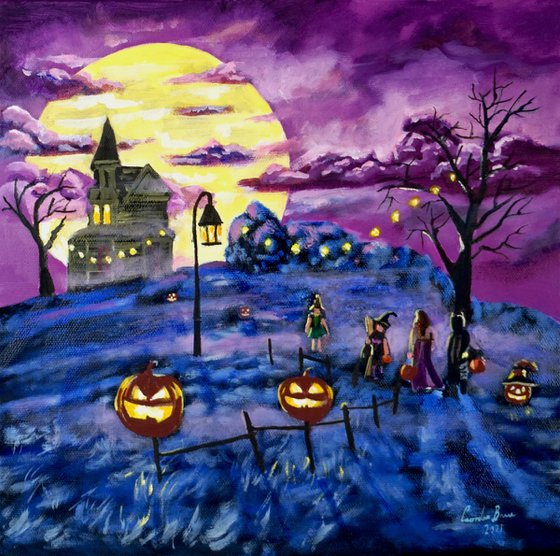 Halloween folk art painting