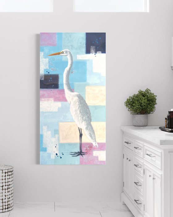 "HERON ON MY ABSTRACT BEACH"