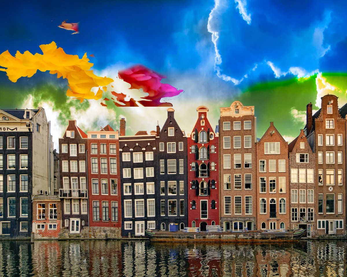 Impressionistic Cityscapes Photograph By Geert Lemmers Fpa, 39 X 31, Amsterdam View 1578, Original Artwork