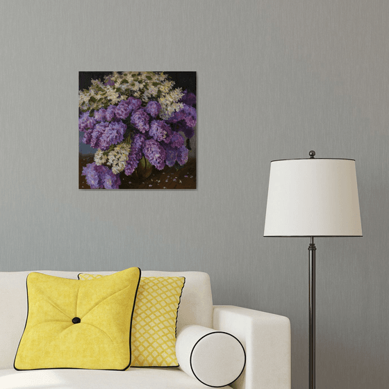 The Bouquet of Aromatic Lilacs - Lilacs painting