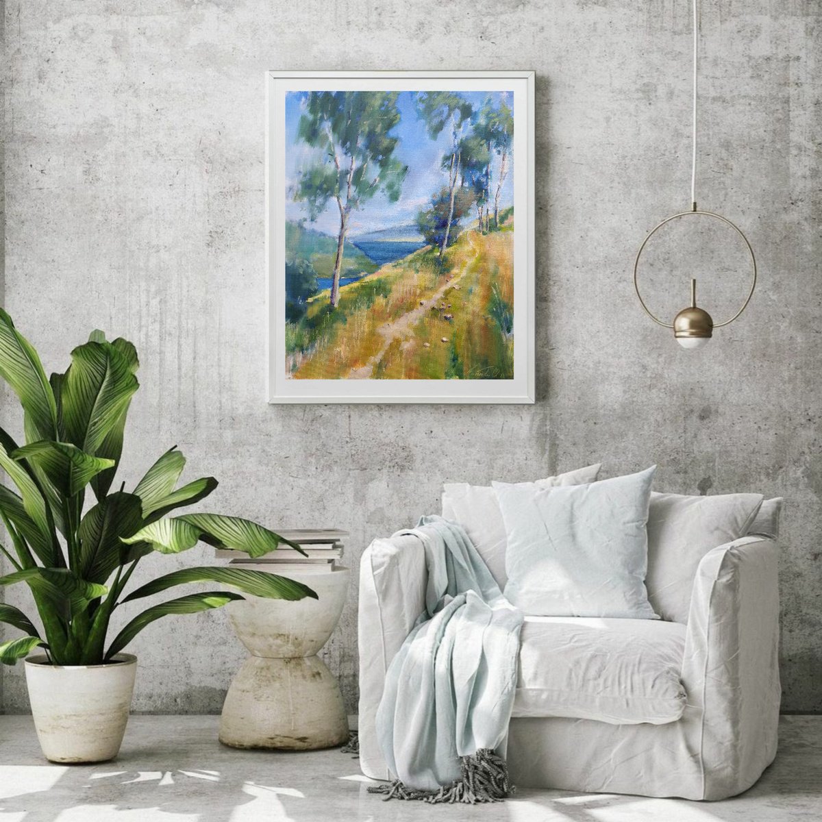 Impressionistic Landscape Oil Painting By Olha Laptieva, 16 X 20", I Looking At Loch Ness, Original Artwork