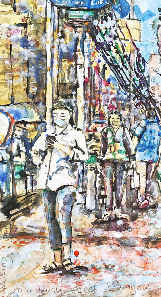 Walking, on a busy street, Bangkok urban moments