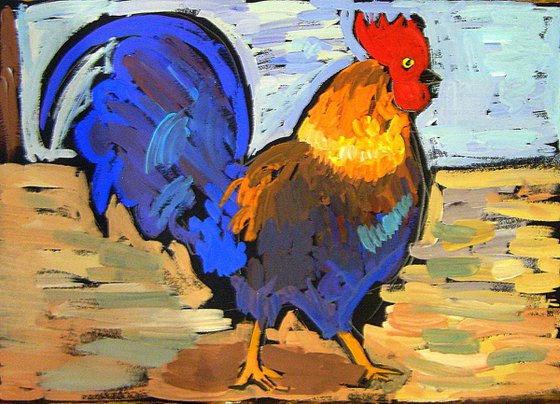 Cock Song. 2017 Year of the rooster, 50x70 cm