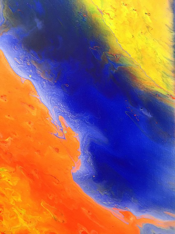 "Escape To Orange Island" - Original Abstract PMS Acrylic Painting - 24 x 24 inches