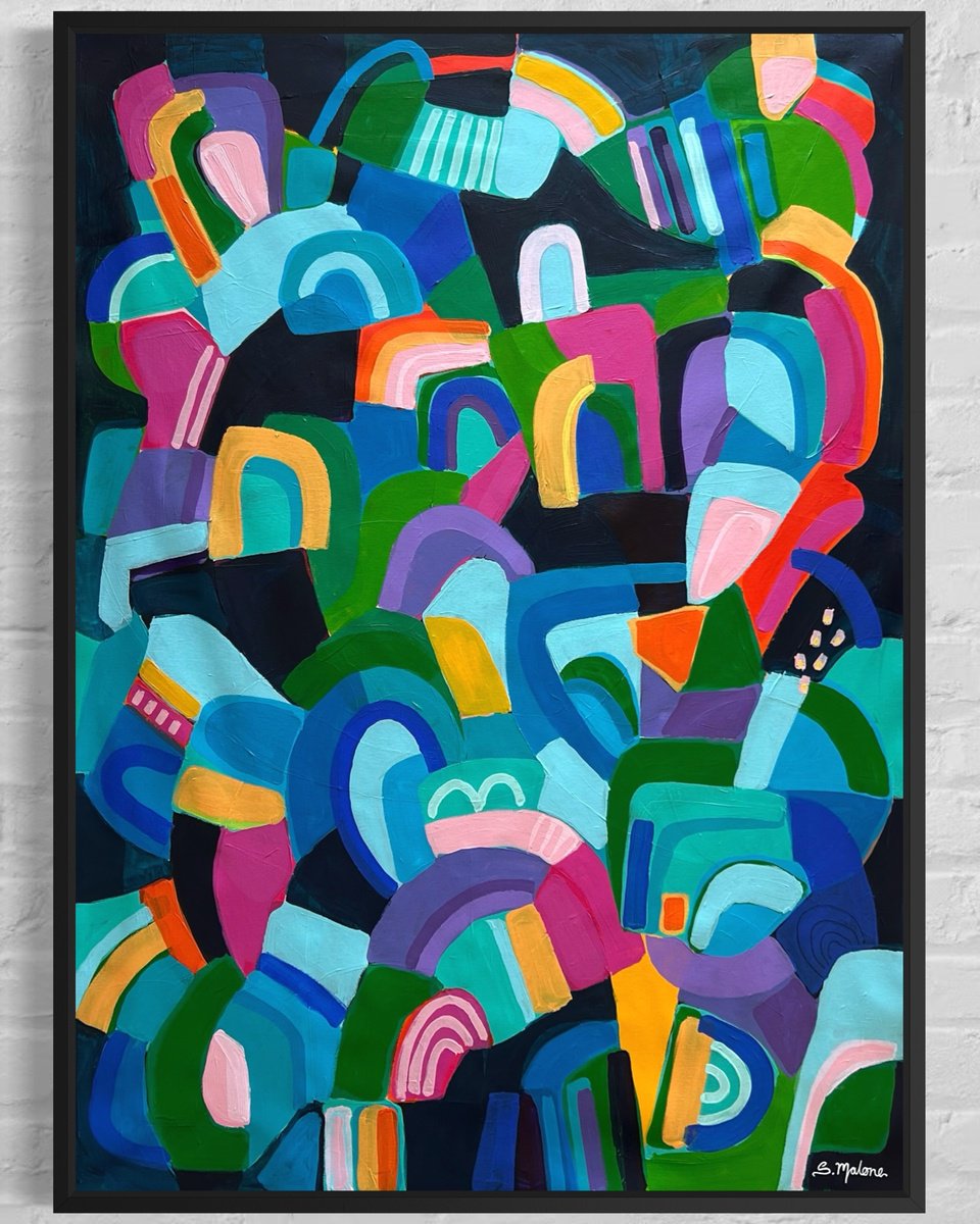 Abstract Acrylic Painting By Samantha Malone, 37 X 51", Change The Tempo, Original Artwork