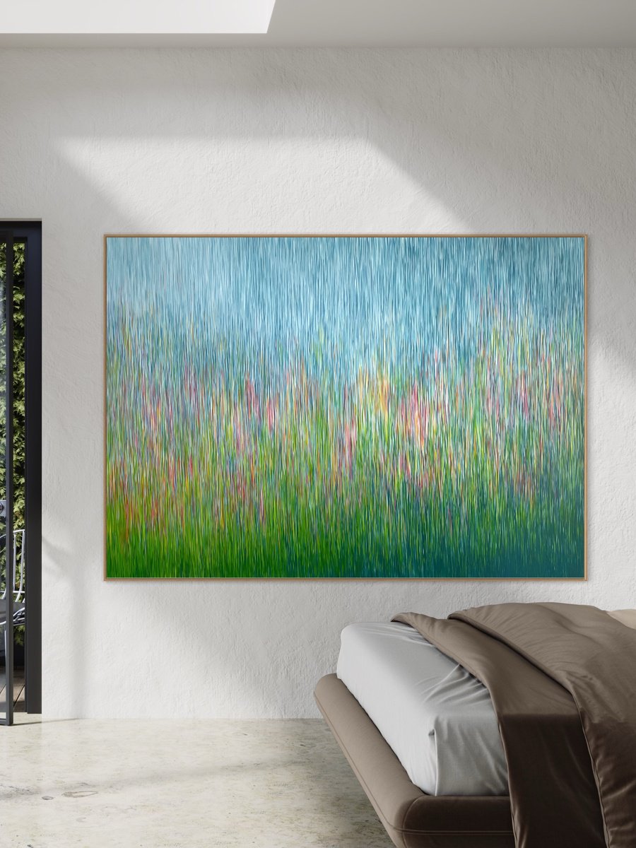 Abstract Landscape Acrylic Painting By George Hall, 84 X 60, Tranquil Paradise, Original Artwork