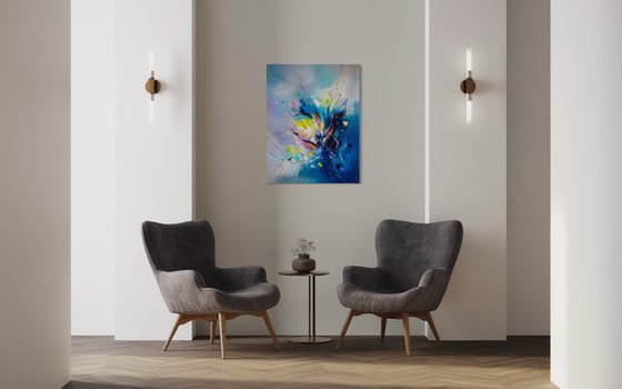Yellow rose in blue ice
