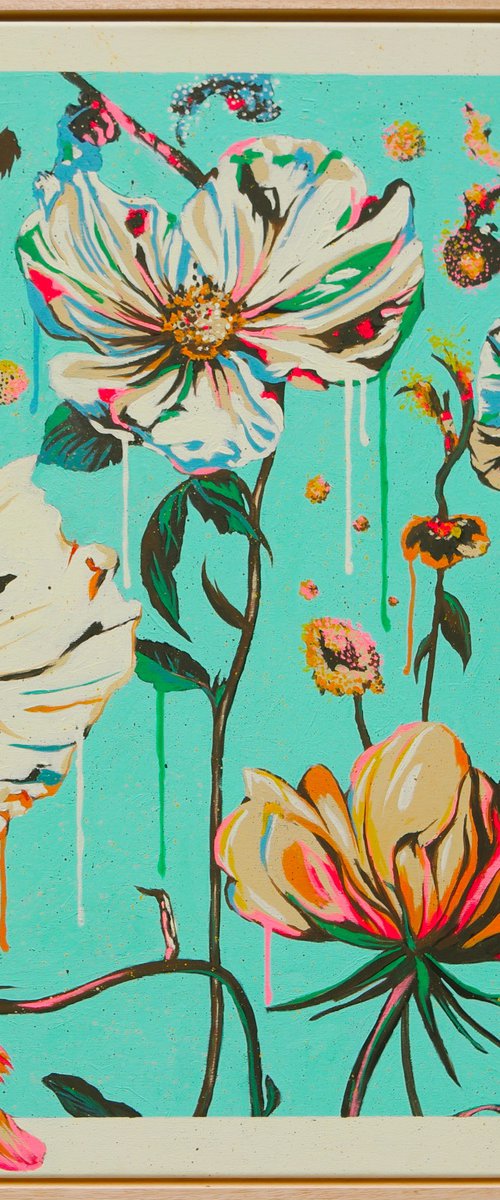 Fantasy Flowers turquoise by Ronald Hunter