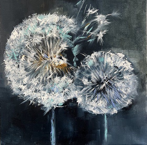 DANDELIONS, Oil on canvas panel