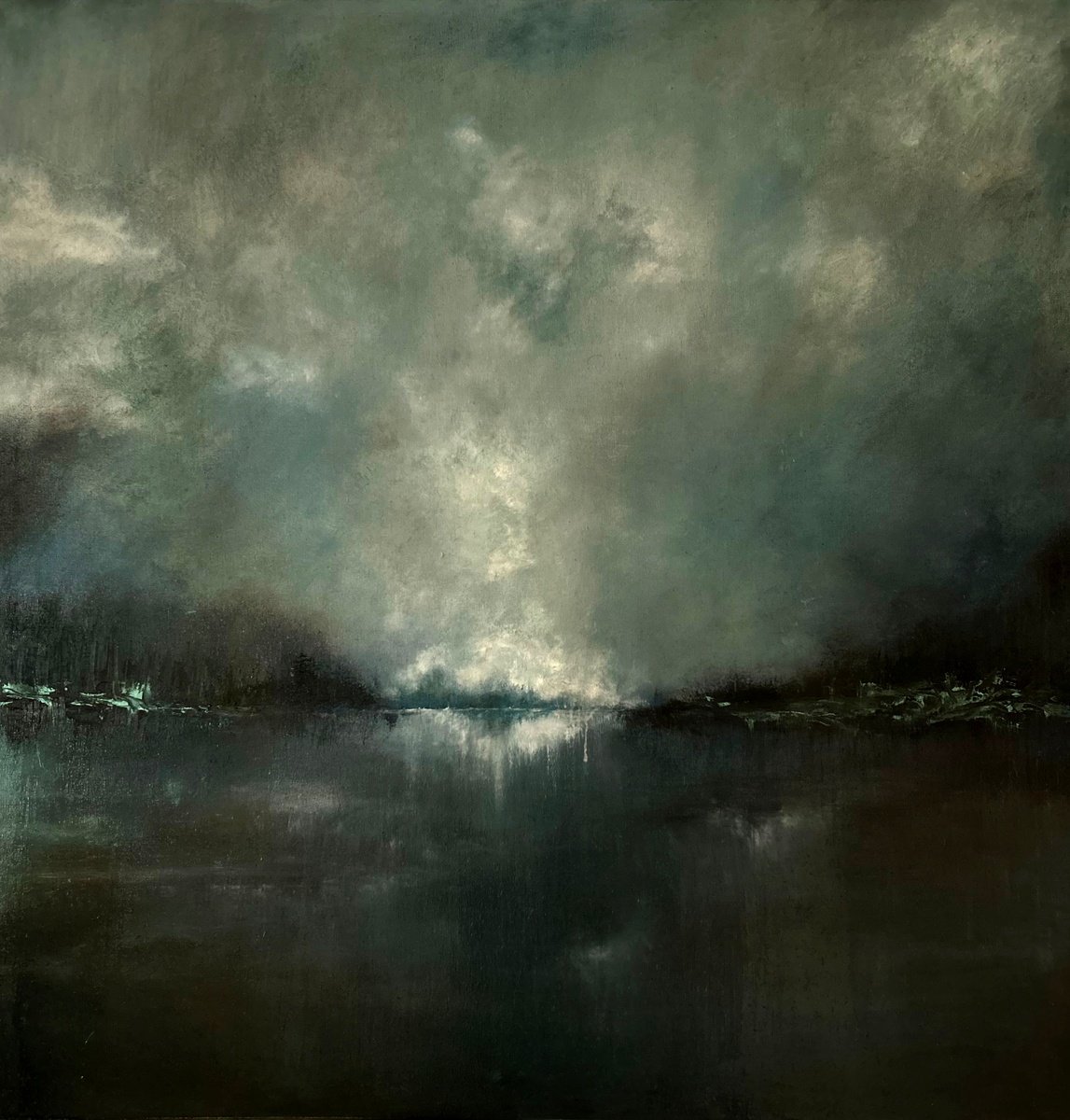 Expressive Abstract Oil Painting By Sapna Sharon, 39 X 39", Whispers Of The Infinite, Original Artwork