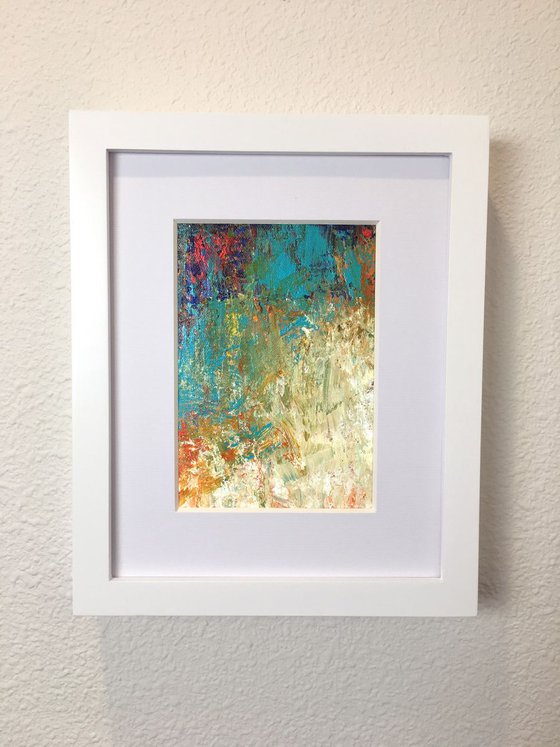 Turquoise Splash textured abstract bright colors painting