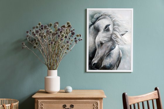 Spirit Horse White Horse Painting Dappled Horse Pet Portrait Horse Drawing