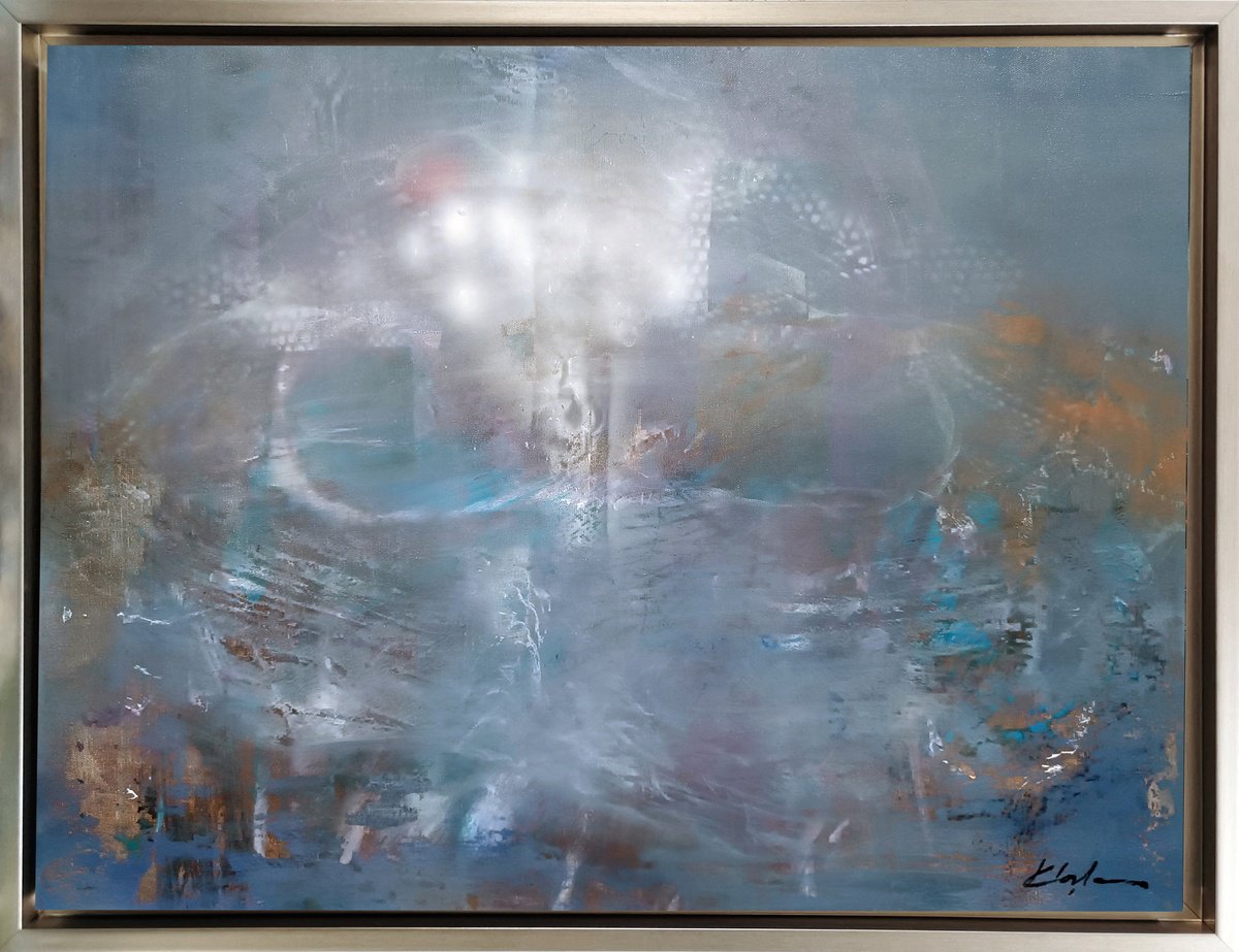 Organic Landscape Painting By Kloska Ovidiu, 34 X 26", Serene Light, Original Artwork