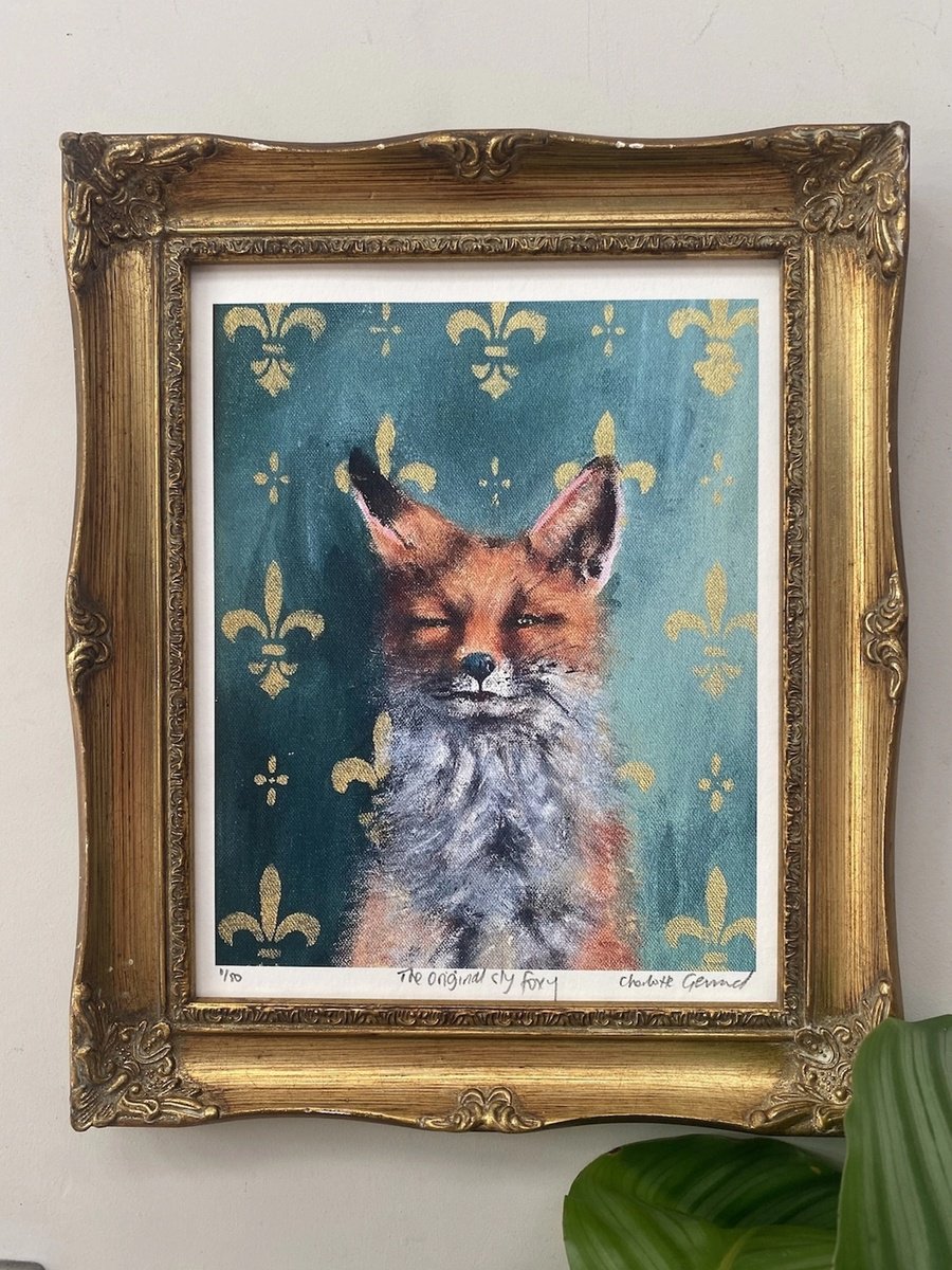 Expressive Animal Print By Charlotte Gerrard, 8 X 10, The Original Sly Foxy, Original Artwork