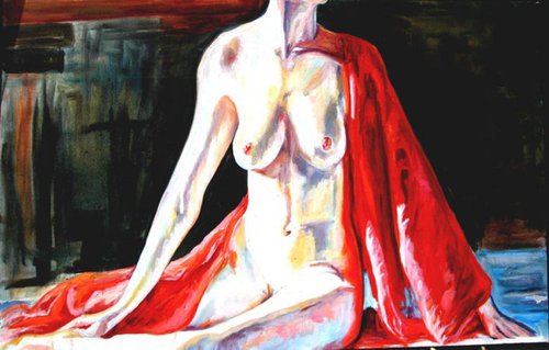 Nude Dancer series, one of a subset, "Bookends." by Sandi J. Ludescher