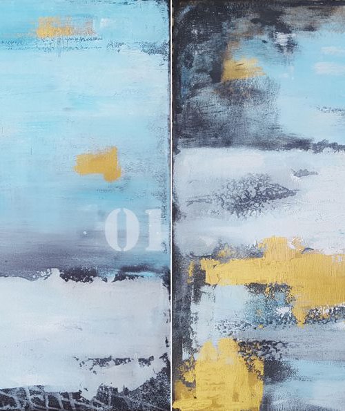 FRAGMENT OF TIME No 5 + 6 – Abstract Diptichon *Series LOST PLACES* by Stefanie Rogge