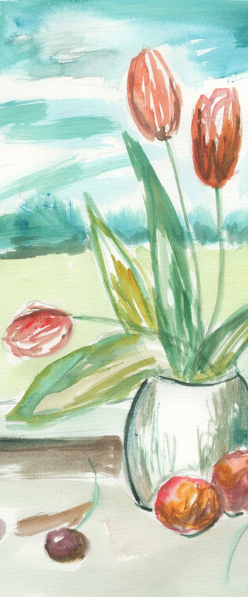 Tulips By The Window by Anton Maliar