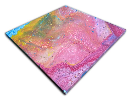 "Cosmic Bubblescape" - Original Abstract PMS Fluid Acrylic Painting on Deep Canvas - 30 x 30 inches