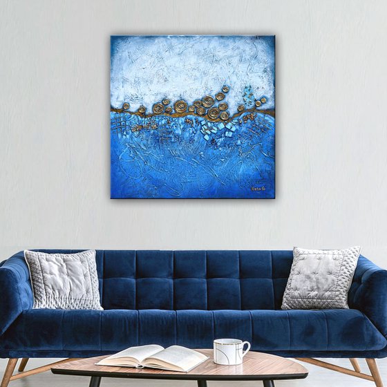 Blue Abstract Textured Painting