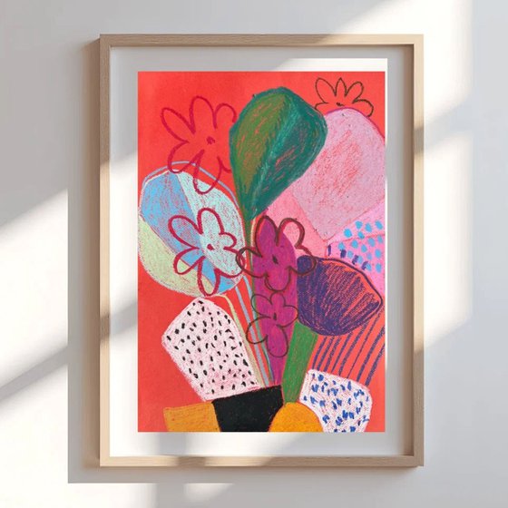 Colorful Vase with Flowers