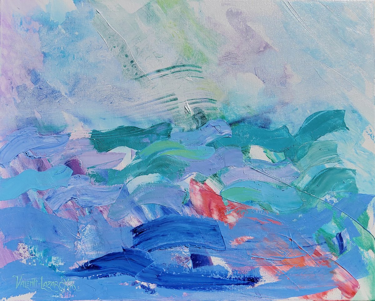 Organic Abstract Painting By Gina Valenti-Lazarchik, 20 X 16, Living Water, Original Artwork