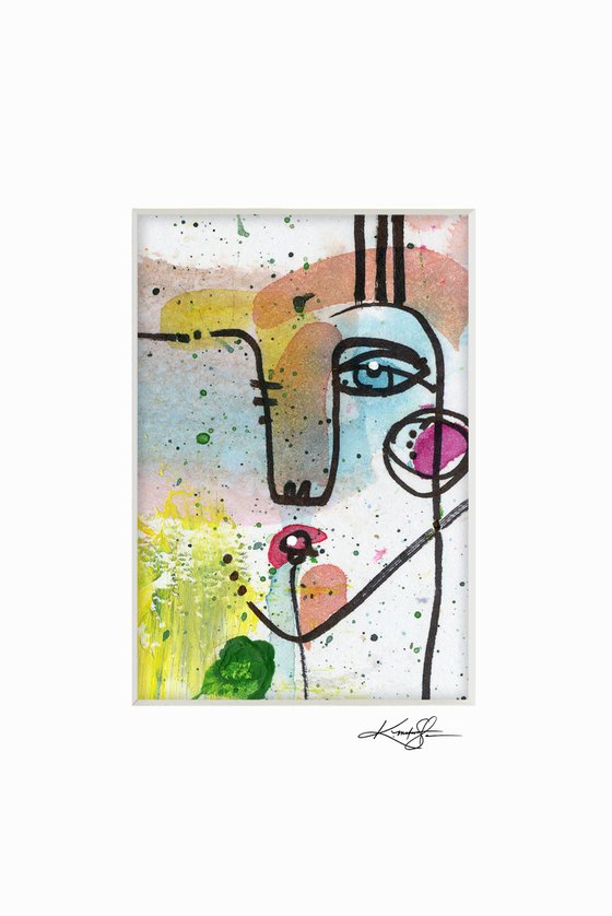 Little Funky Face 15 - Abstract Painting by Kathy Morton Stanion