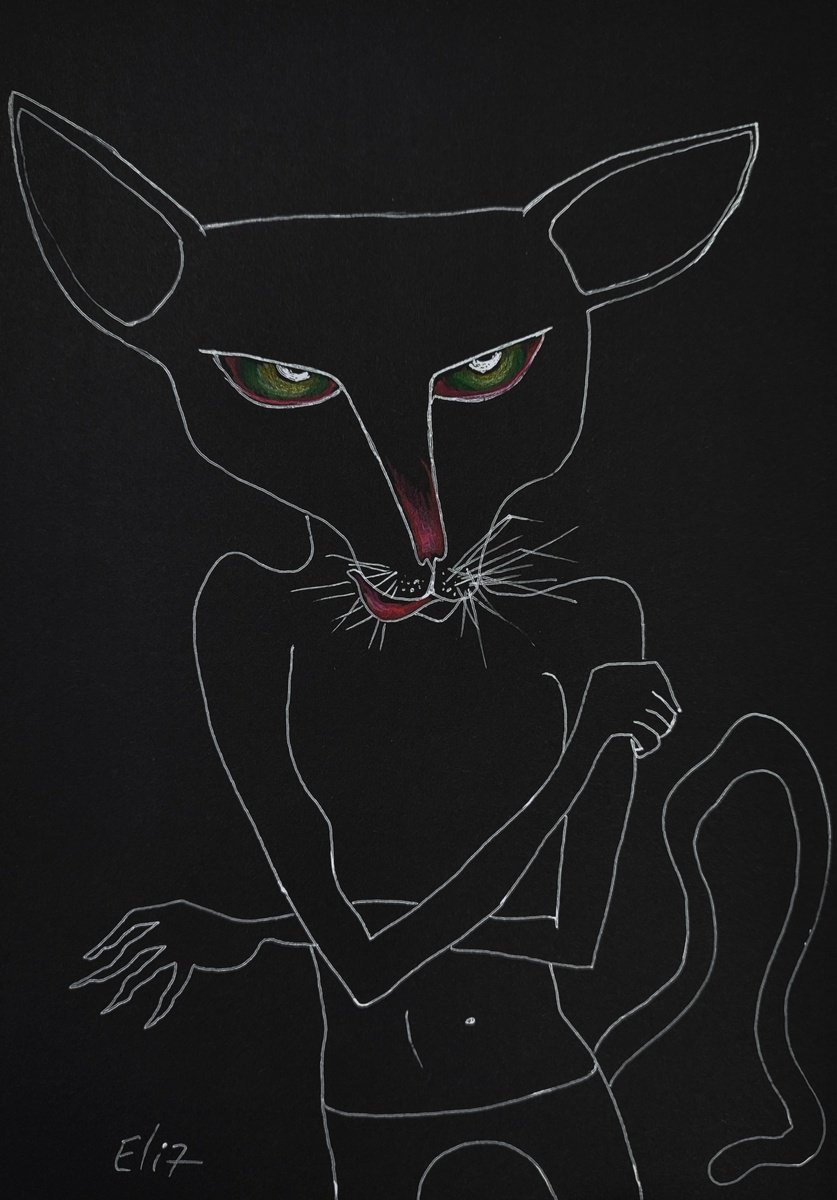 Expressive Animal Pencil Drawing By Elisheva Nesis, 9 X 13, So What?, Original Artwork