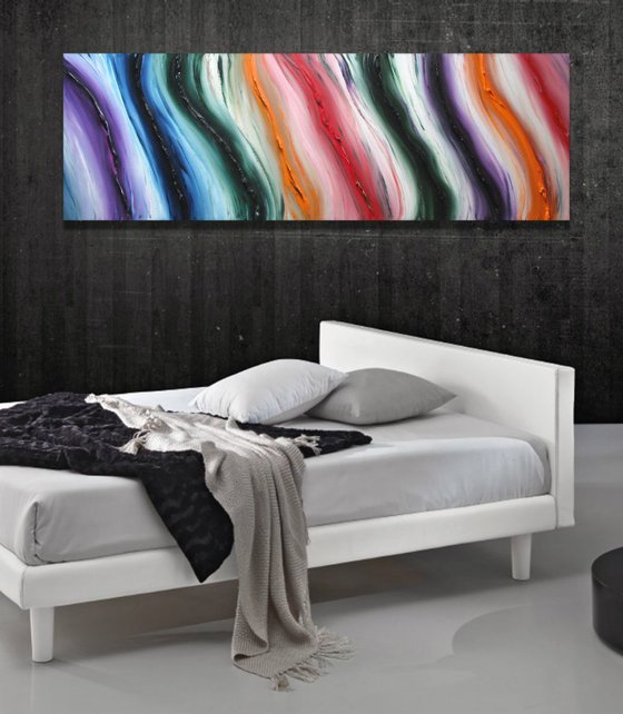 Pure Color - 120x40 cm, LARGE XXL, Original abstract painting, oil on canvas,