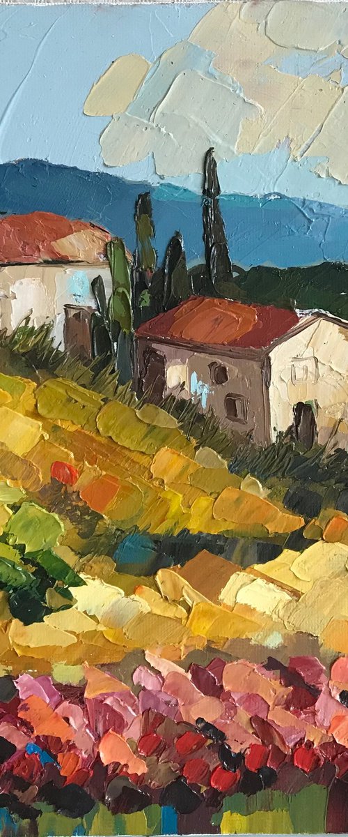 Provence landscape 22x22cm by Leysan Khasanova