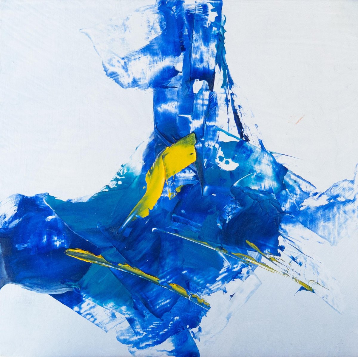 Organic Abstract Oil Painting By Hal Bohner, 6 X 6, Ultra And Gold, Original Artwork