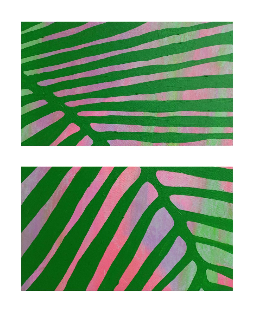 Impressionistic Botanical Acrylic Painting By Abhishek Kumar, 18 X 20, Palm Fronds, Original Artwork