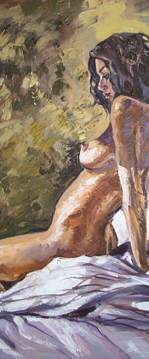 " SUNRISE ...  " - original oil painting on canvas, gift, PALETTE KNIFE by Monika Luniak