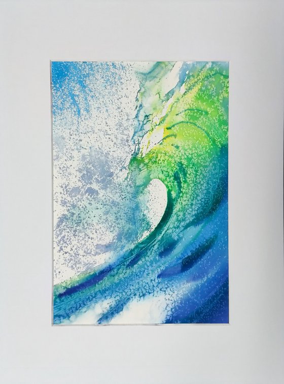 Surfing Wave Watercolor