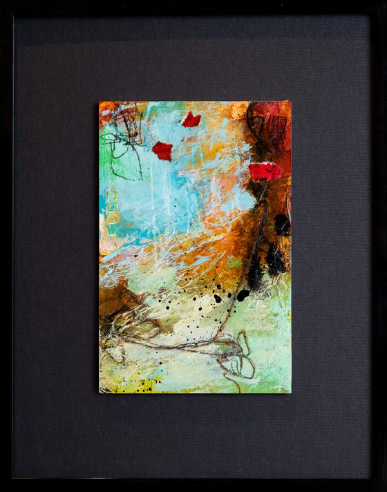 33 - Small abstract painting with mat